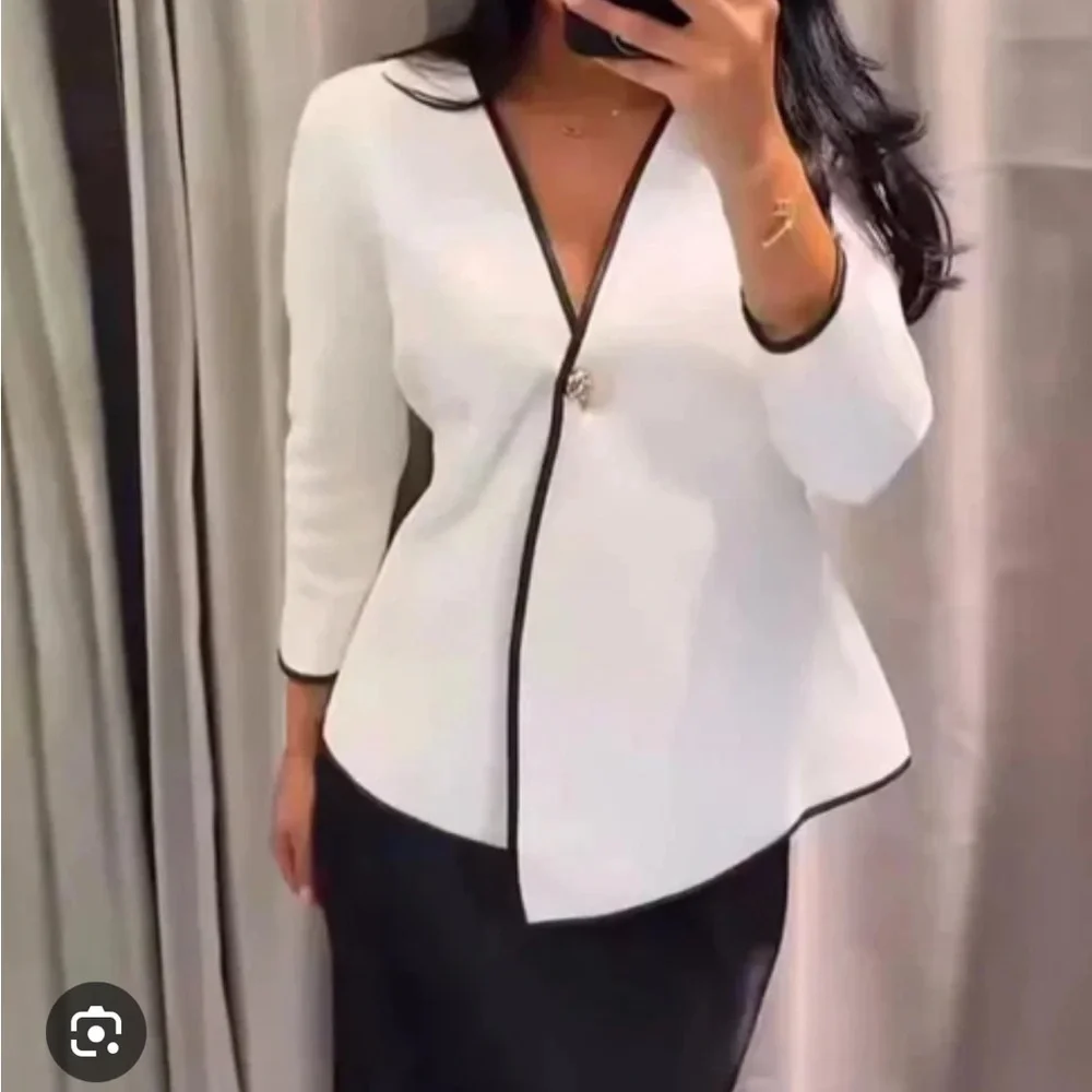 Zara NWT white knit crossover cardigan sweater blazer 4192/105 - Picture 1 of 9
